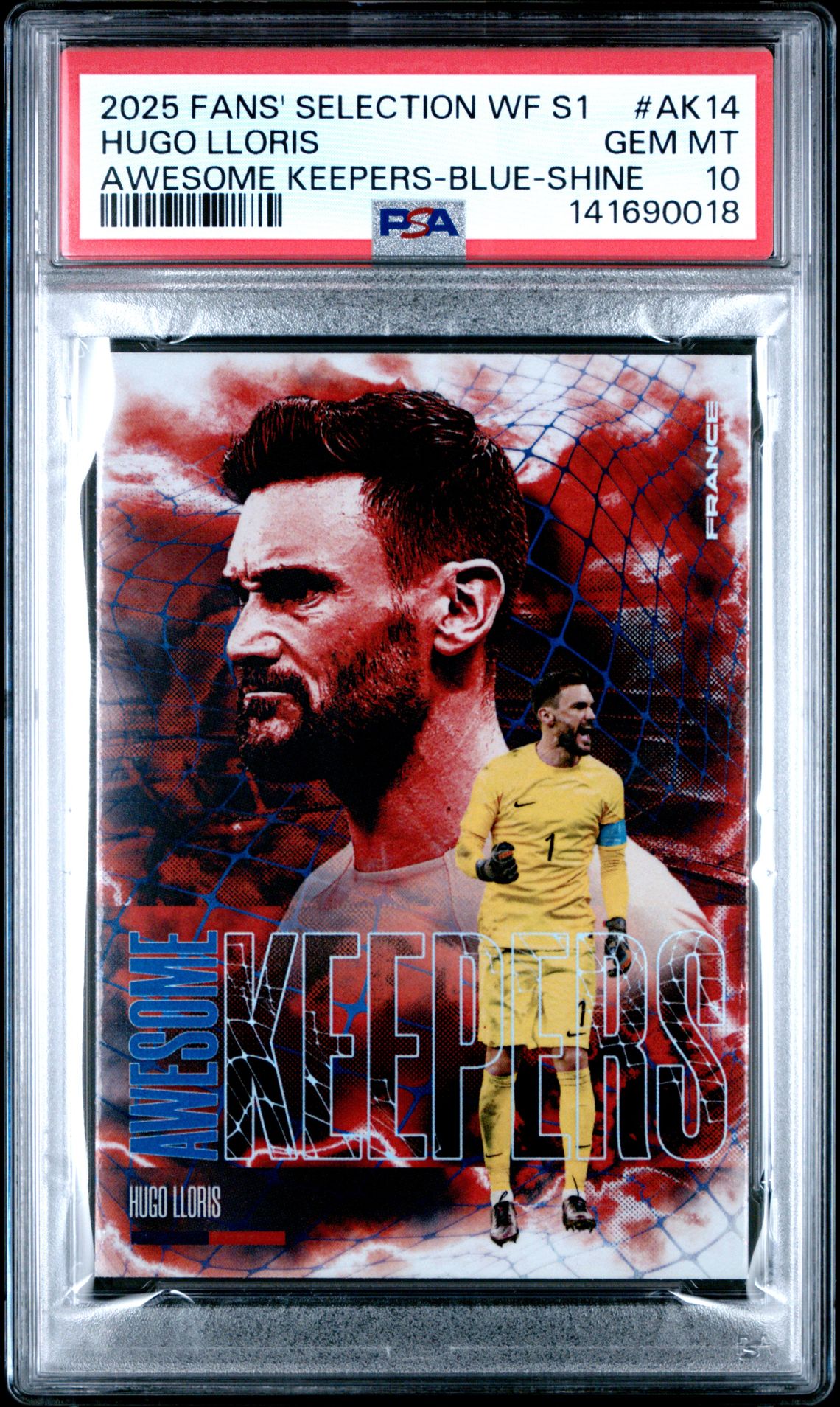 2025 Futera Fans' Selection World Football Series 1 Awesome Keepers Hugo Lloris #Ak14 (Awesome Keepers-Blue-Shine) Gem Mt 10 front