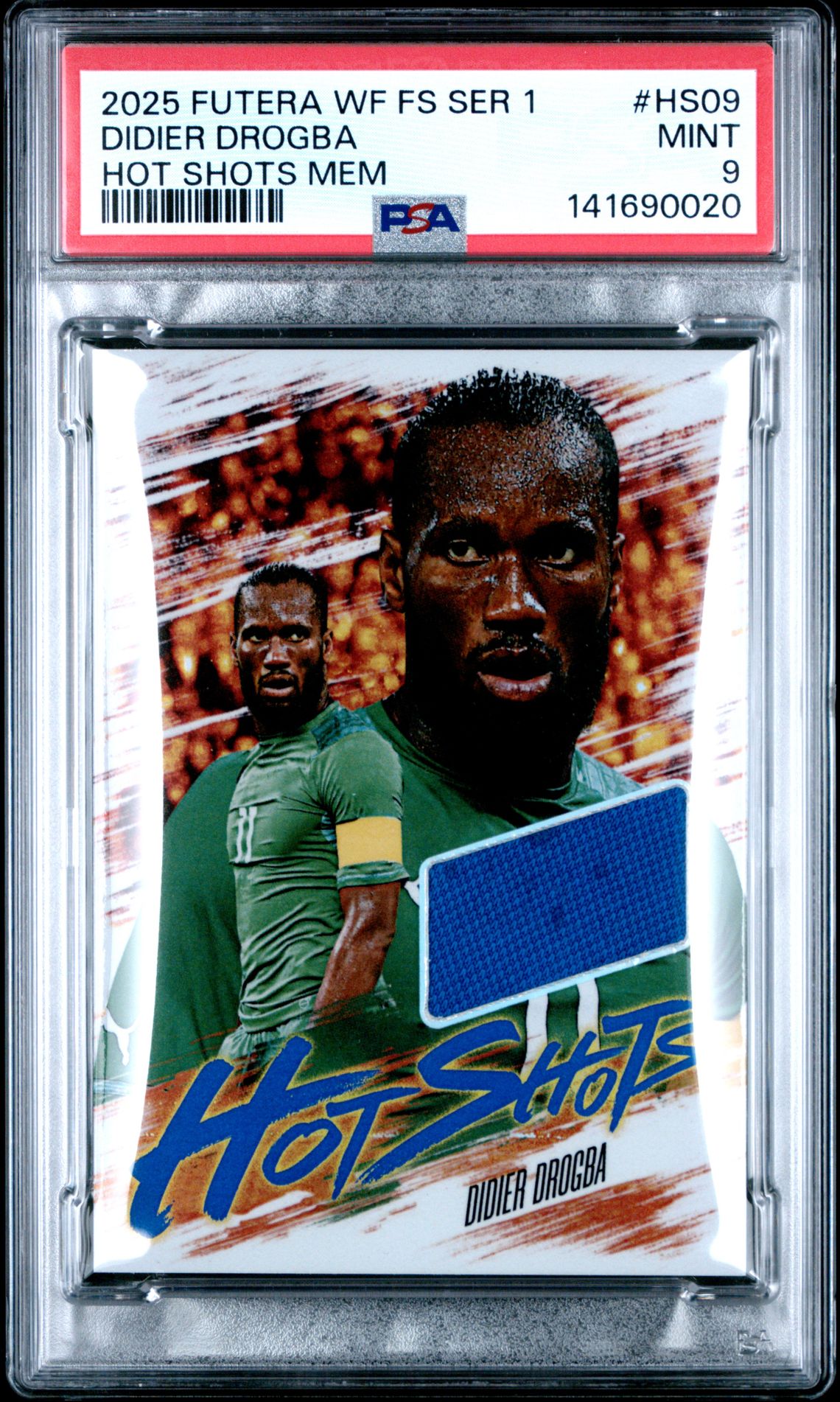 2025 Futera World Football Fans' Selection Series 1 Hot Shots Memorabilia Didier Drogba #Hs09 Mint 9 front