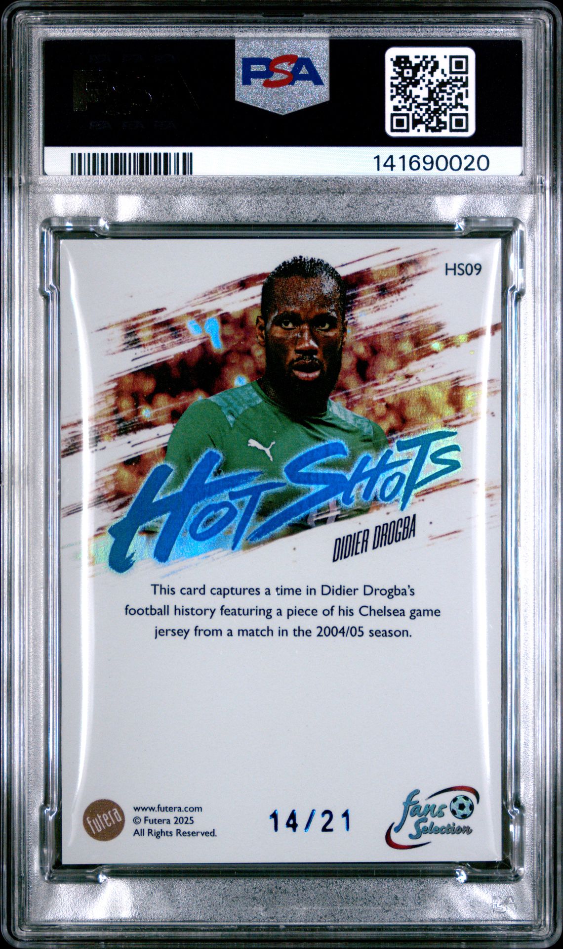 2025 Futera World Football Fans' Selection Series 1 Hot Shots Memorabilia Didier Drogba #Hs09 Mint 9 back