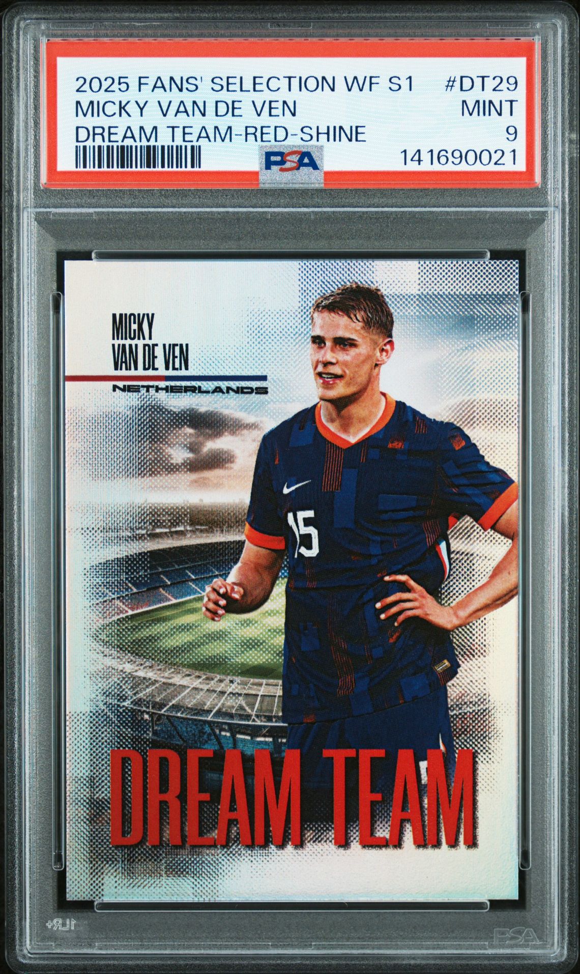 2025 Futera Fans' Selection World Football Series 1 Dream Team Micky Van De Ven #Dt29 (Dream Team-Red-Shine) Mint 9 front