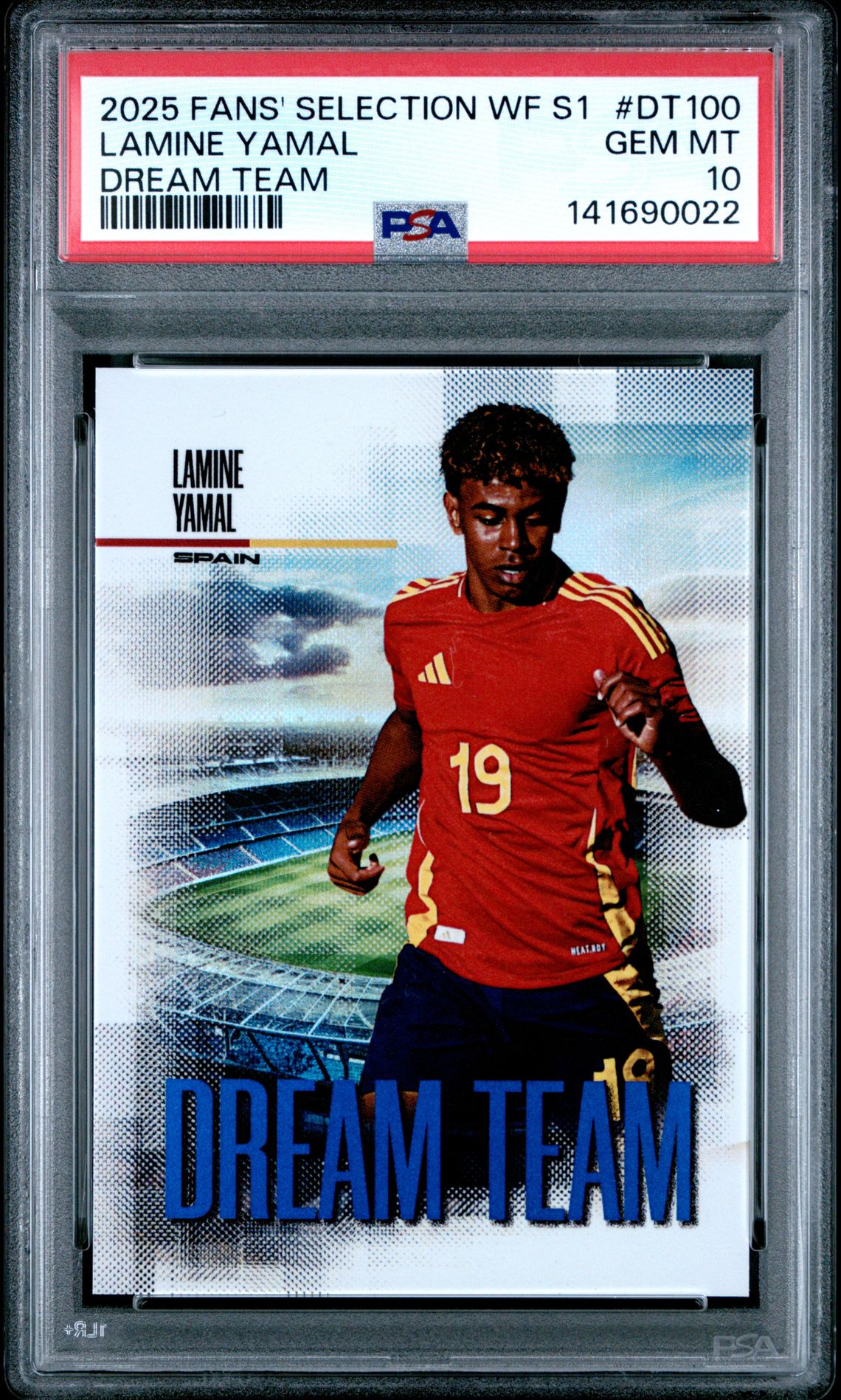 2025 Futera Fans' Selection World Football Series 1 Dream Team Lamine Yamal #Dt100 Gem Mt 10 front