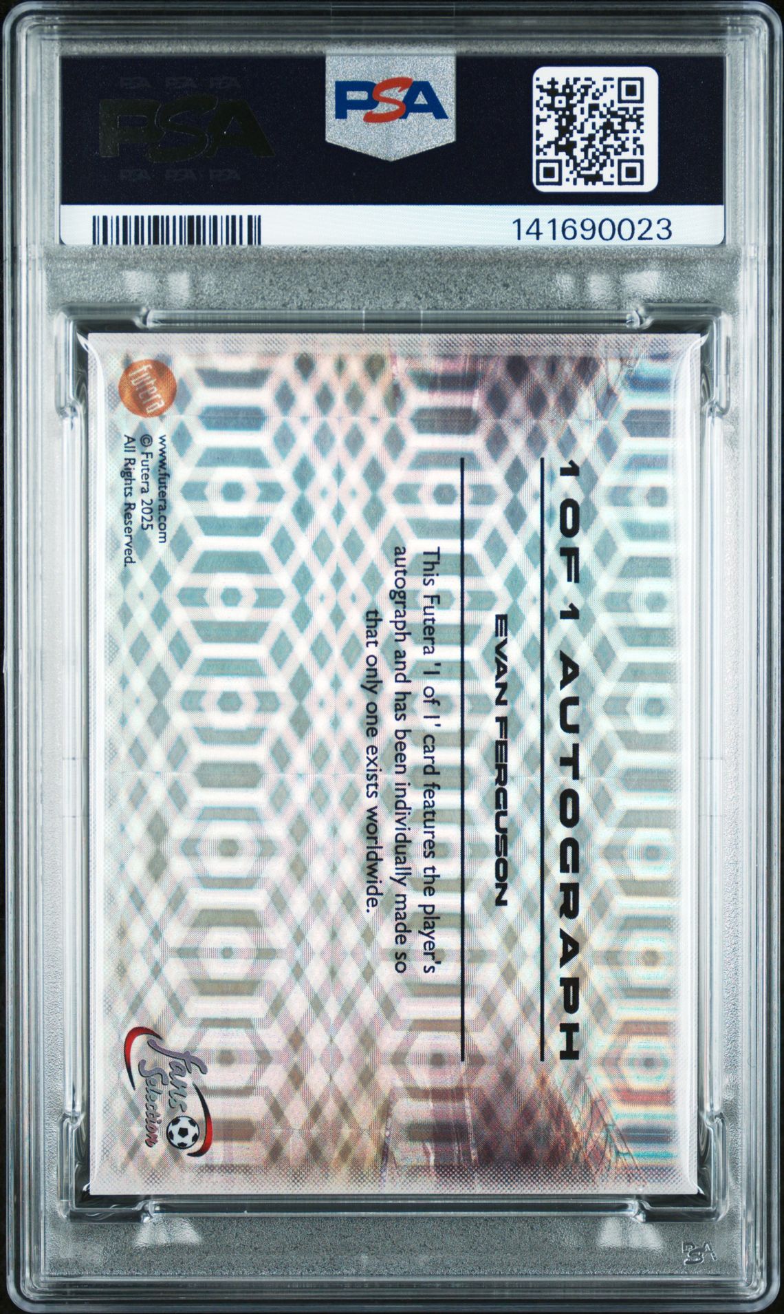 2025 Futera Fans' Selection World Football Series 1 Autograph 1/1 Evan Ferguson Gem Mt 10 back
