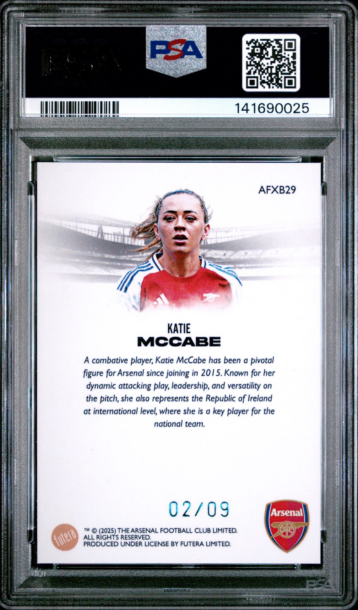 2024-25 Futera Arsenal Fx Collection Katie Mccabe #29 (Cyan) Mint 9 back