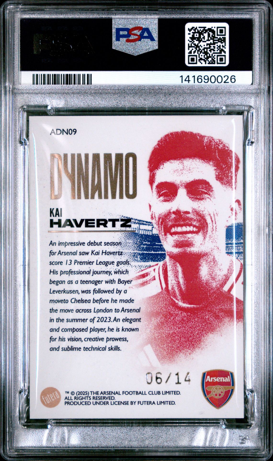2024-25 Futera Arsenal Fx Collection Dynamo Kai Havertz #09 (Dynamo-Gold) Gem Mt 10 back