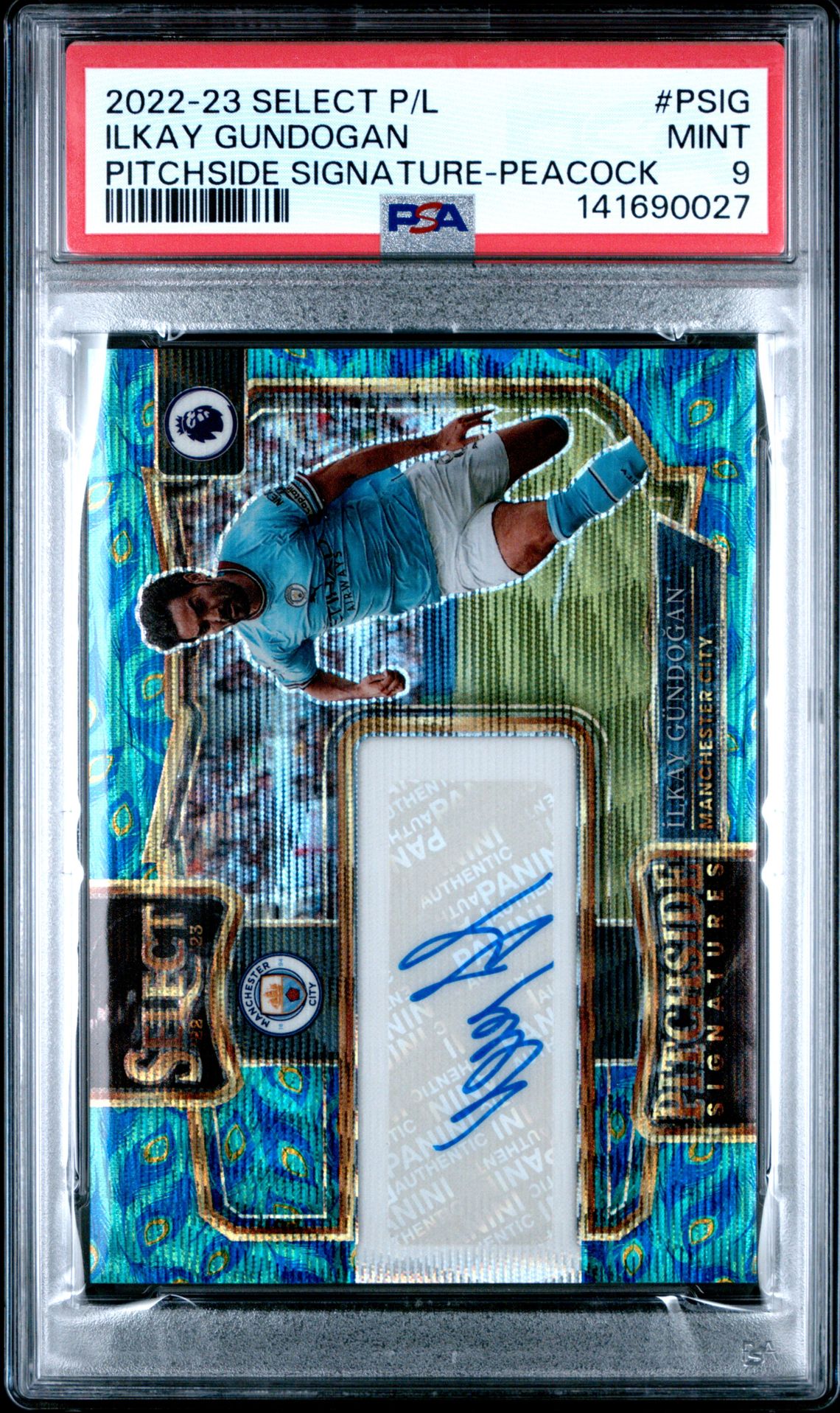 2022-23 Panini Select Premier League Pitchside Signatures Ilkay Gundogan #Psig (Pitchside Signature-Peacock) Mint 9 front