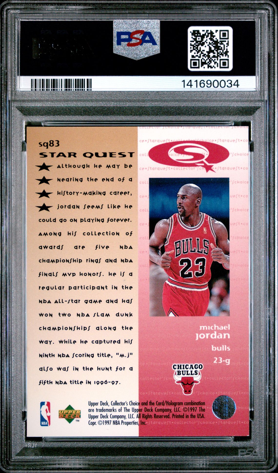 1997 Collector's Choice Starquest Michael Jordan #Sq83 (Starquest) Nm-Mt 8 back