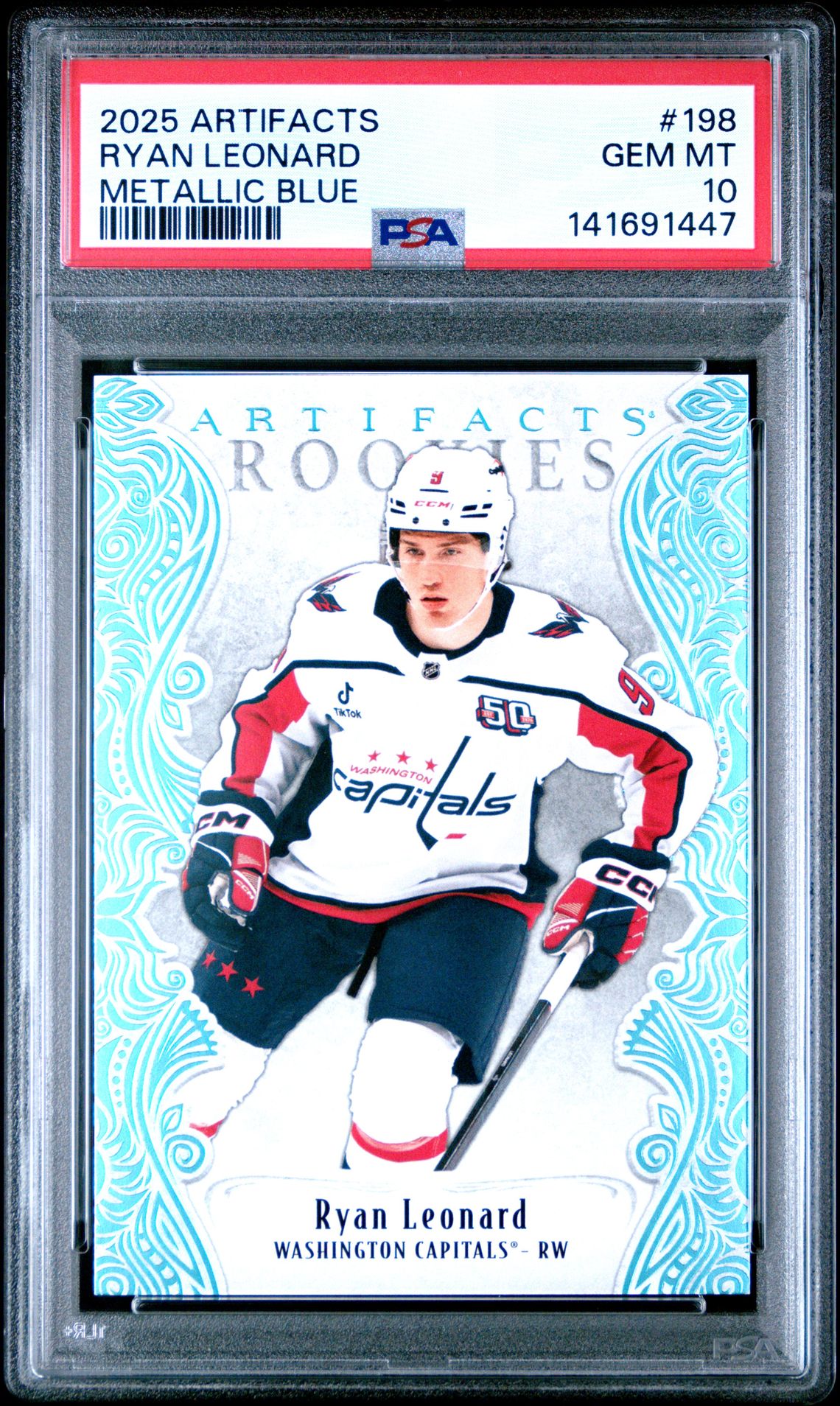 2025 Upper Deck Artifacts Ryan Leonard #198 (Metallic Blue) Gem Mt 10 front