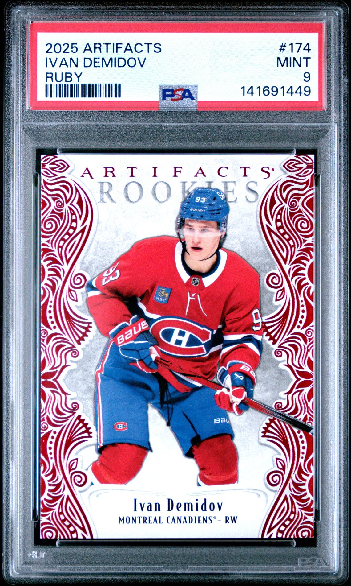 2025 Upper Deck Artifacts Ivan Demidov #174 (Ruby) Mint 9 front