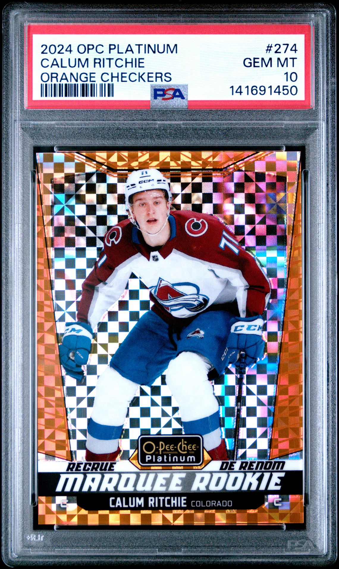 2024 Upper Deck O-Pee-Chee Platinum Calum Ritchie #274 (Orange Checkers) Gem Mt 10 front