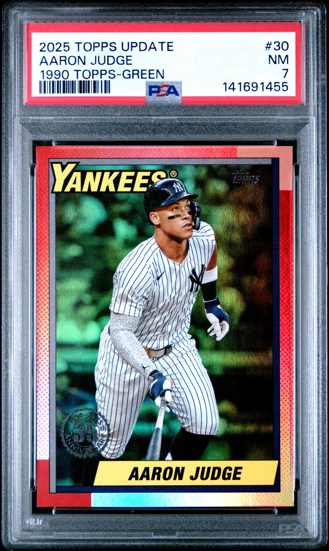 2025 Topps Update 1990 Topps Baseball Aaron Judge #30 (1990 Topps-Green) Nm 7 front