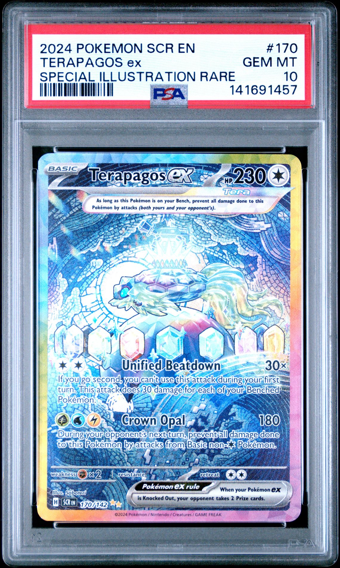 2024 Pokemon Scr En-Stellar Crown Terapagos Ex #170 (Special Illustration Rare) Gem Mt 10 front