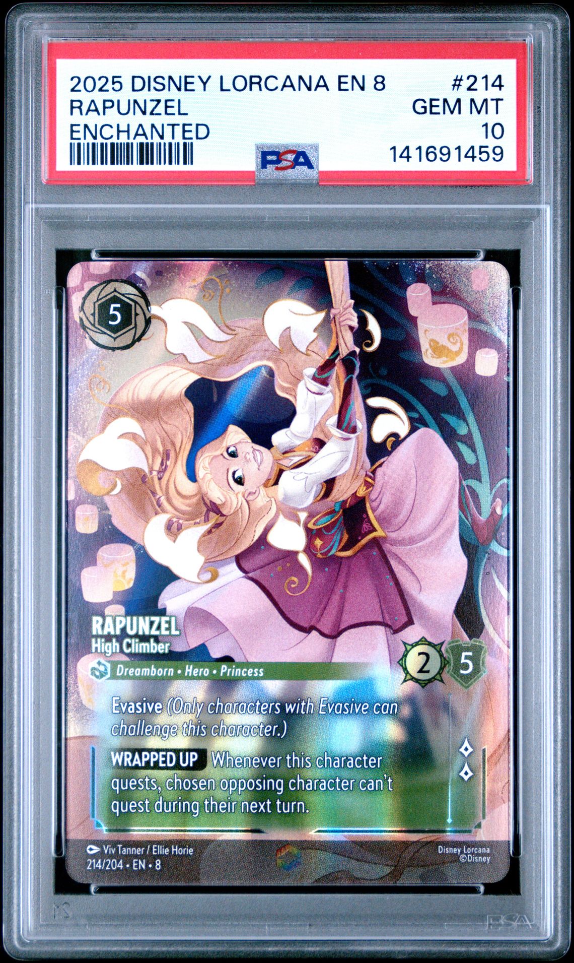 2025 Disney Lorcana En 8-Reign Of Jafar Rapunzel #214 (Enchanted) Gem Mt 10 front