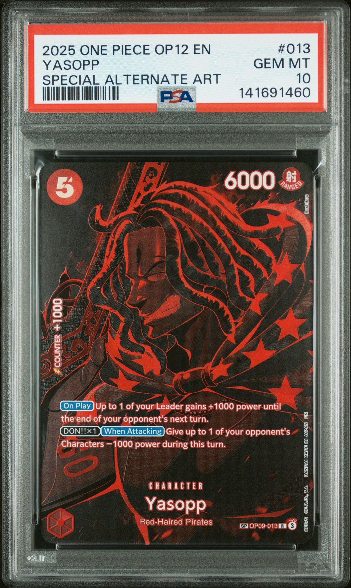 2025 One Piece Op12-Legacy Of The Master Yasopp #013 (Special Alternate Art) Gem Mt 10 front