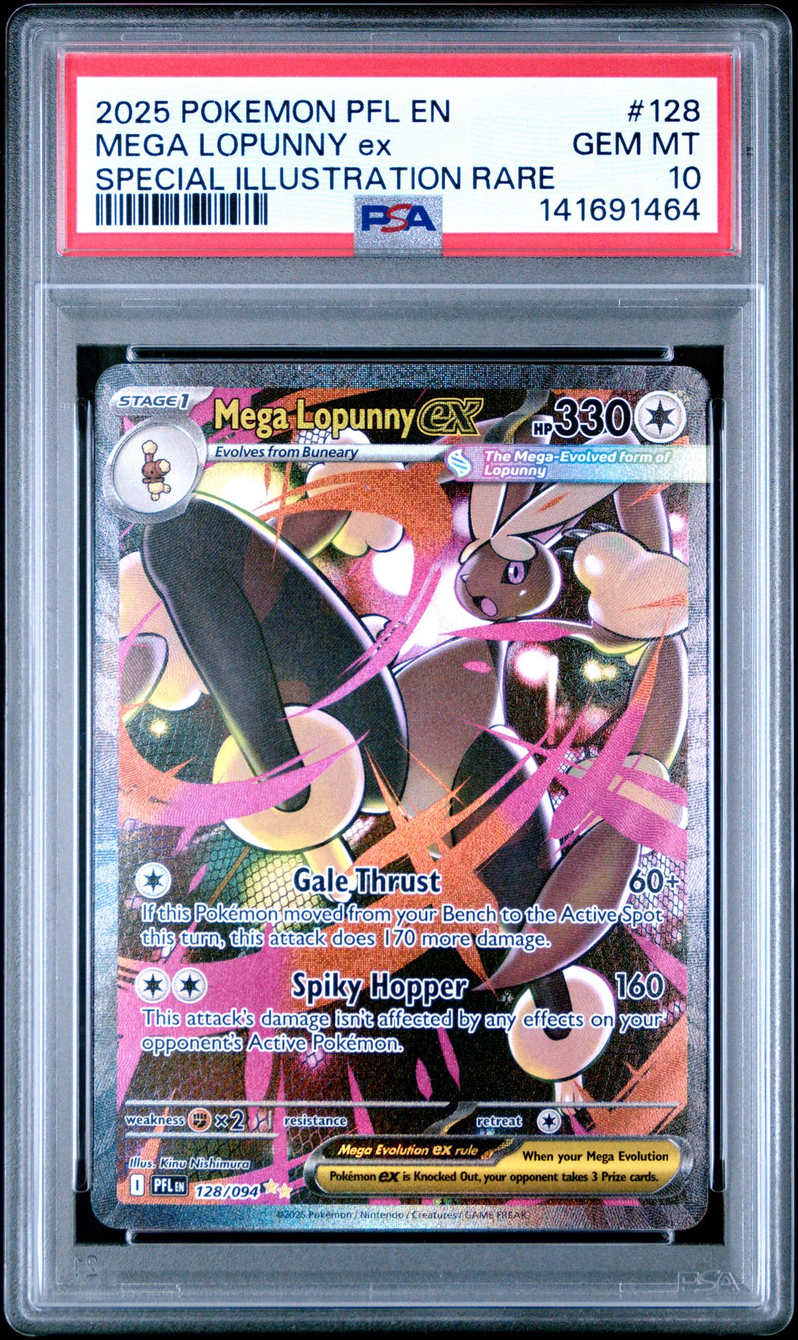 2025 Pokemon Pfl En-Phantasmal Flames Mega Lopunny Ex #128 (Special Illustration Rare) Gem Mt 10 front