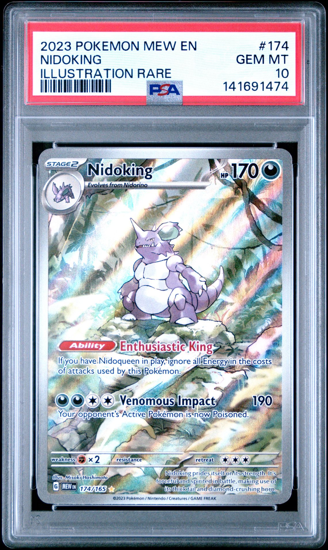 2023 Pokemon Mew En-151 Nidoking #174 (Illustration Rare) Gem Mt 10 front