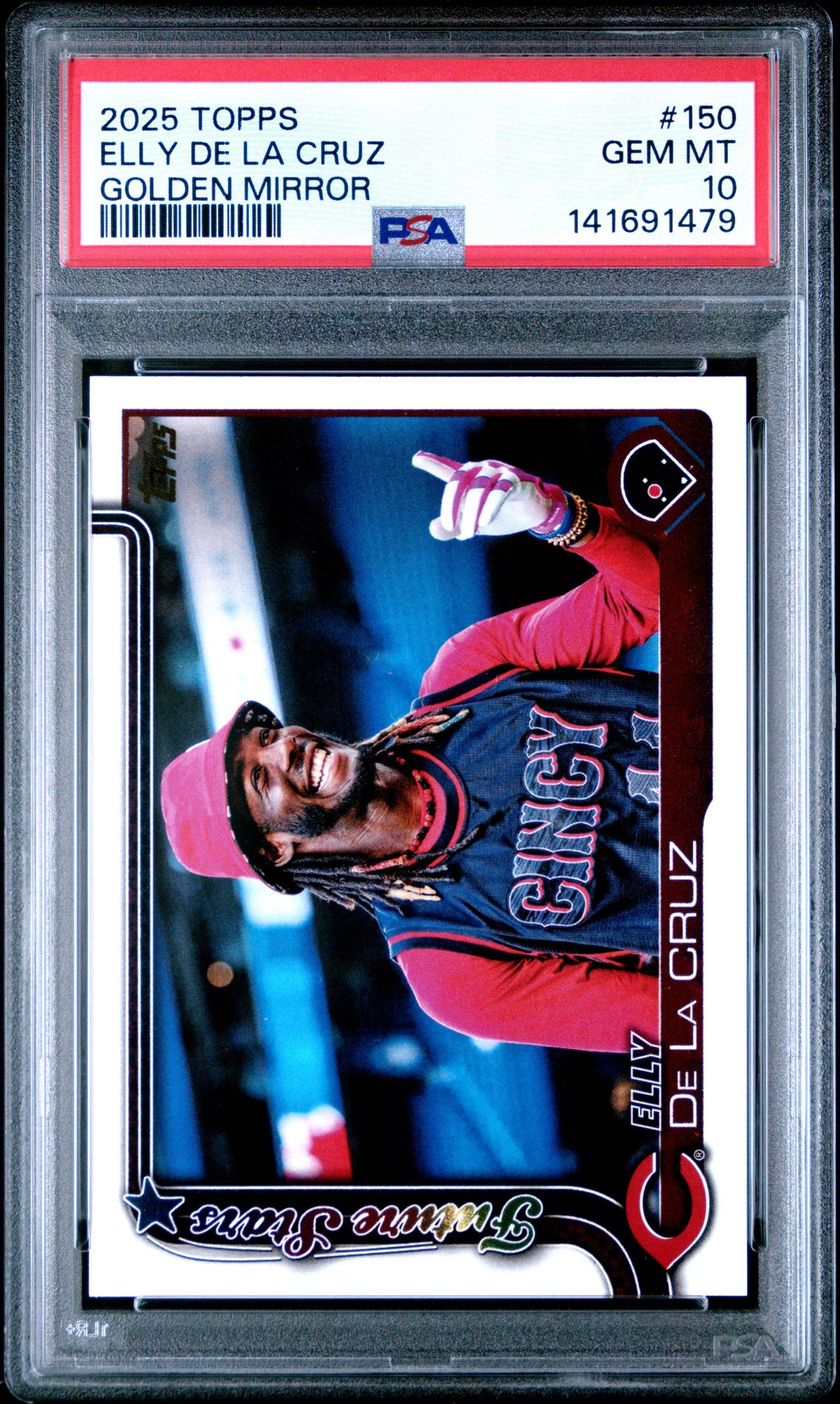 2025 Topps Elly De La Cruz #150 (Golden Mirror) Gem Mt 10 front