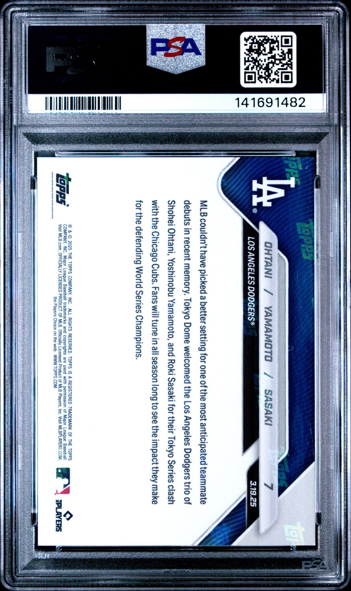 2025 Topps Now Ohtani/Yamamoto/Sasaki #7 Gem Mt 10 back