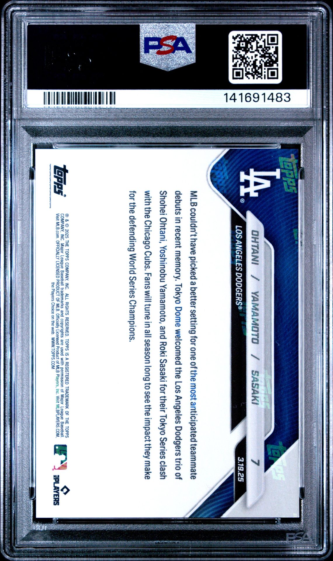 2025 Topps Now Ohtani/Yamamoto/Sasaki #7 Gem Mt 10 back