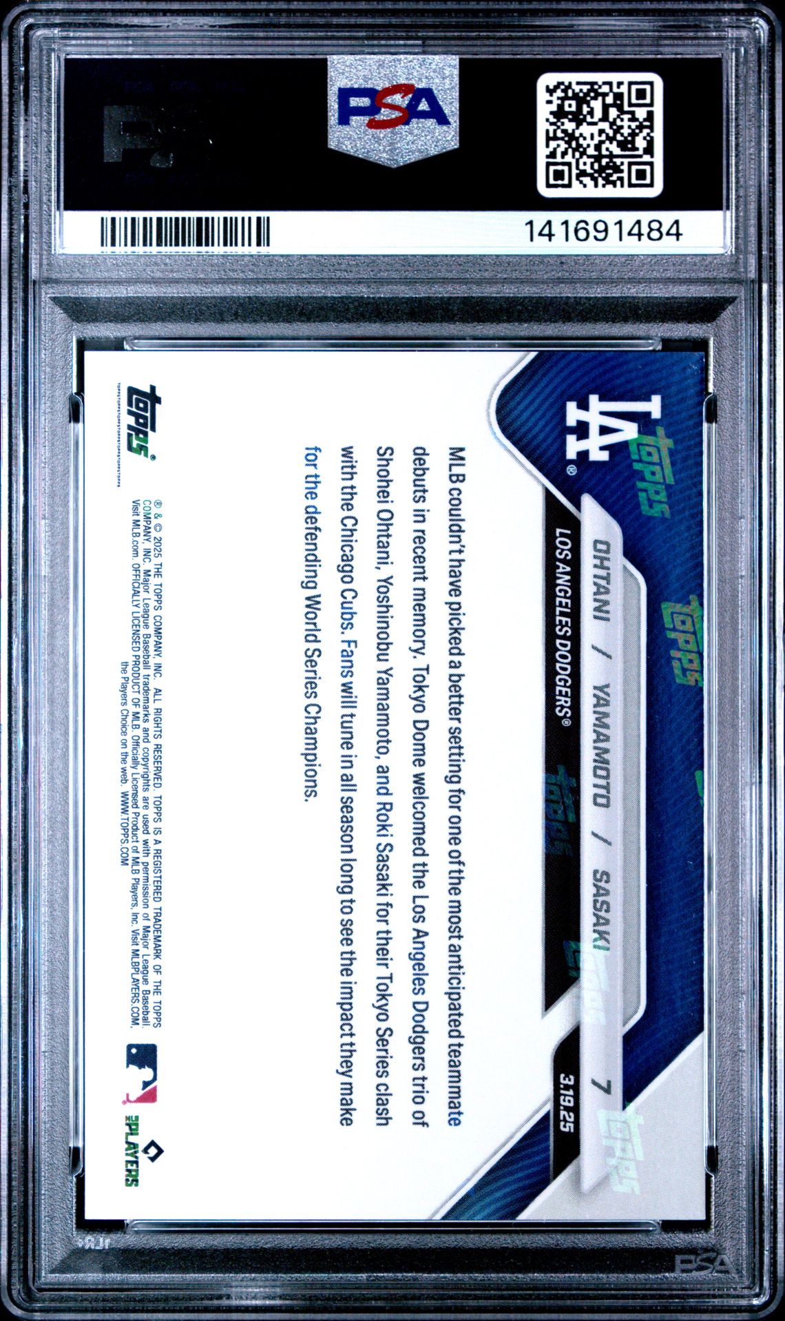 2025 Topps Now Ohtani/Yamamoto/Sasaki #7 Gem Mt 10 back