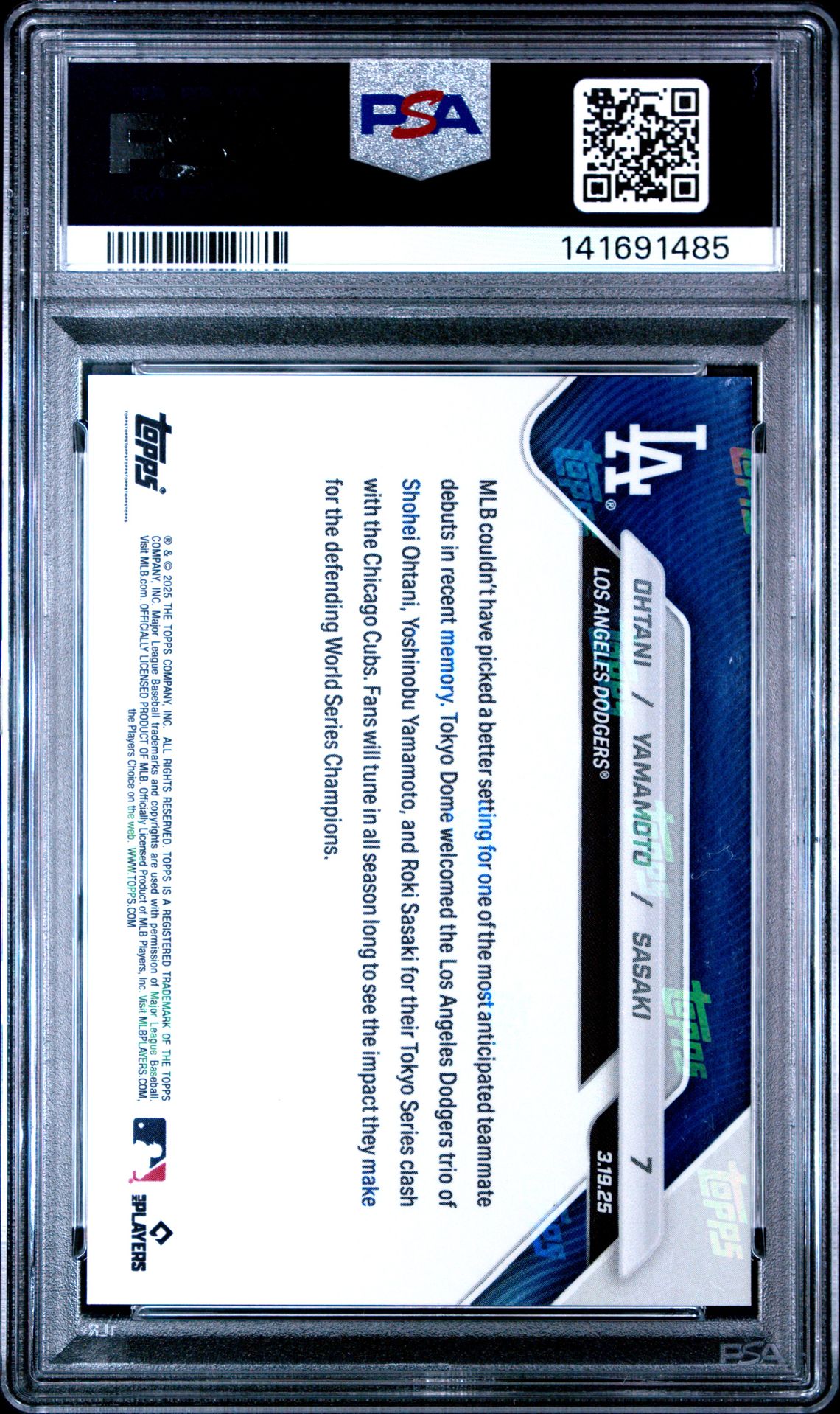 2025 Topps Now Ohtani/Yamamoto/Sasaki #7 Gem Mt 10 back