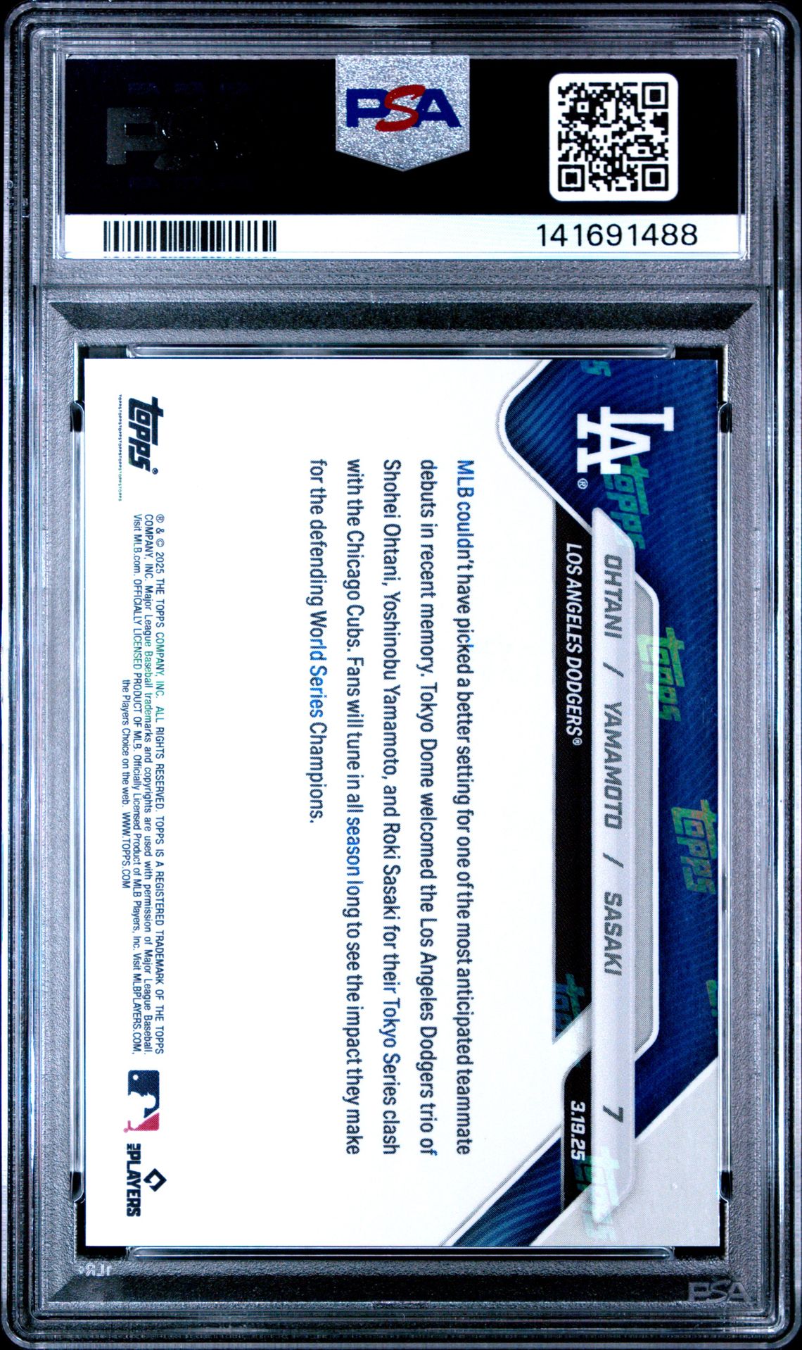 2025 Topps Now Ohtani/Yamamoto/Sasaki #7 Gem Mt 10 back