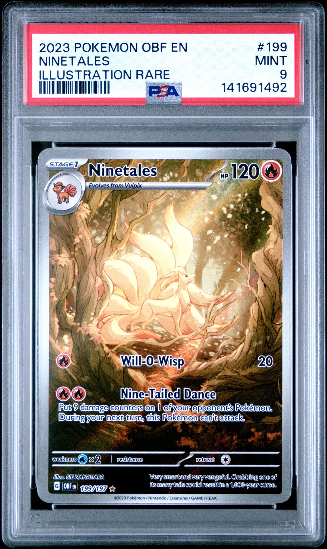 2023 Pokemon Obf En-Obsidian Flames Ninetales #199 (Illustration Rare) Mint 9 front