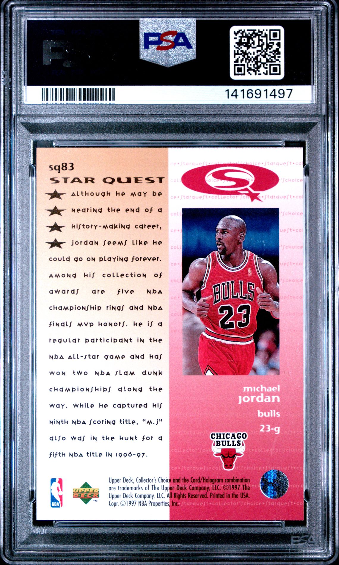 1997 Collector's Choice Starquest Michael Jordan #Sq83 (Starquest) Nm-Mt 8 back