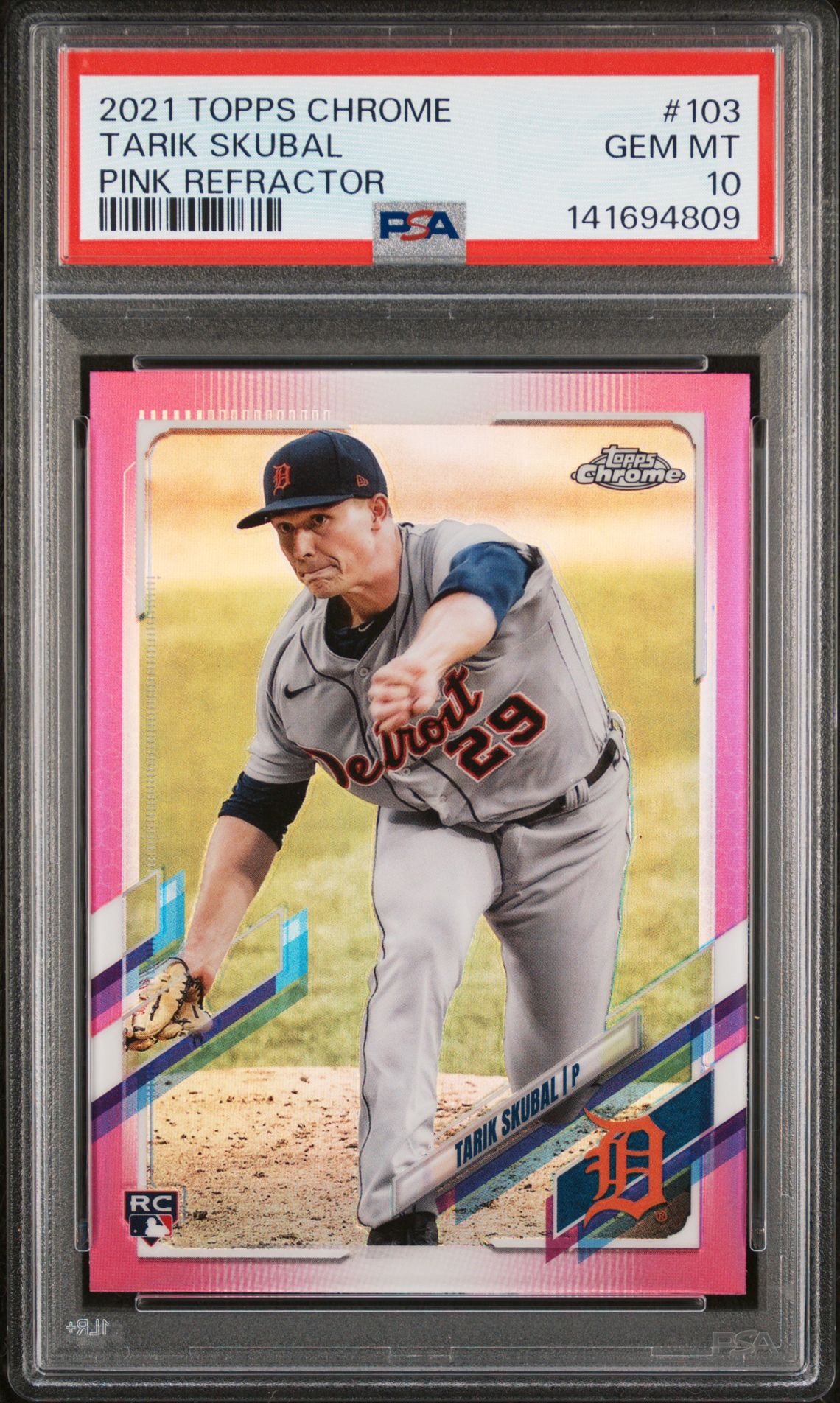 2021 Topps Chrome TOPPS CHROME PINK REFRACTOR #103 Tarik Skubal front