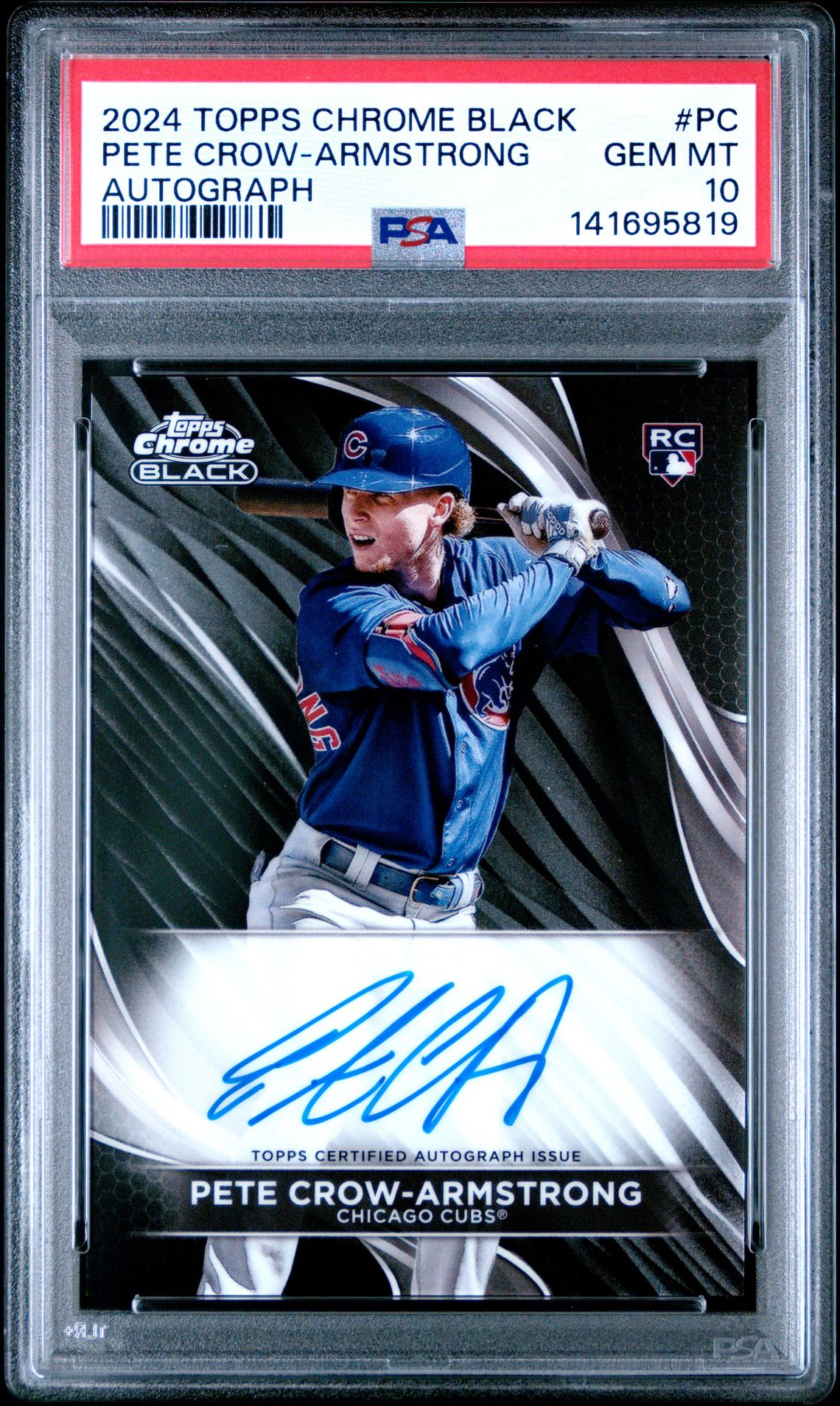 2024 Topps Chrome Black Autographs Pete Crow-Armstrong #Pc Gem Mt 10 front