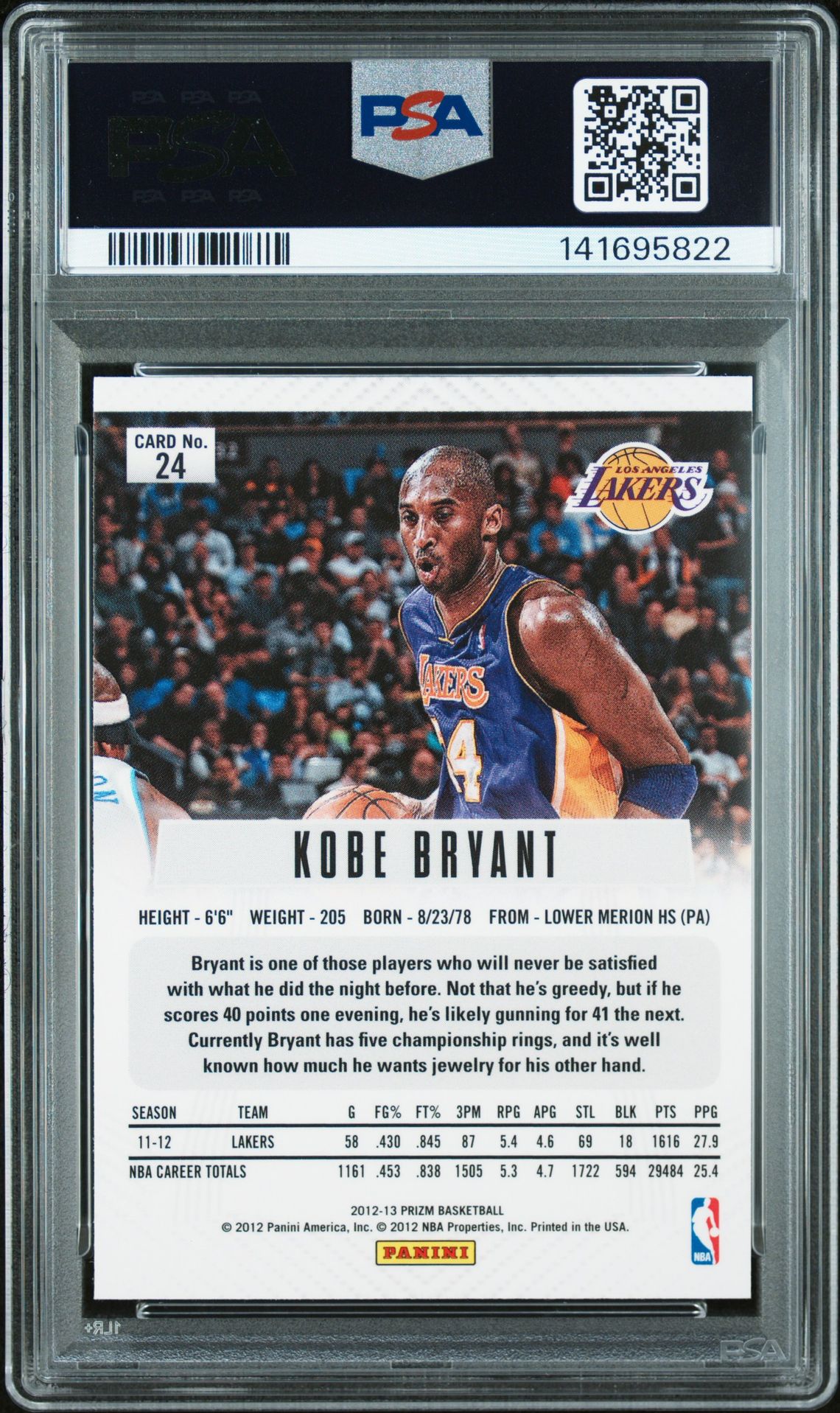 2012 Panini Prizm Kobe Bryant #24 Mint 9 back