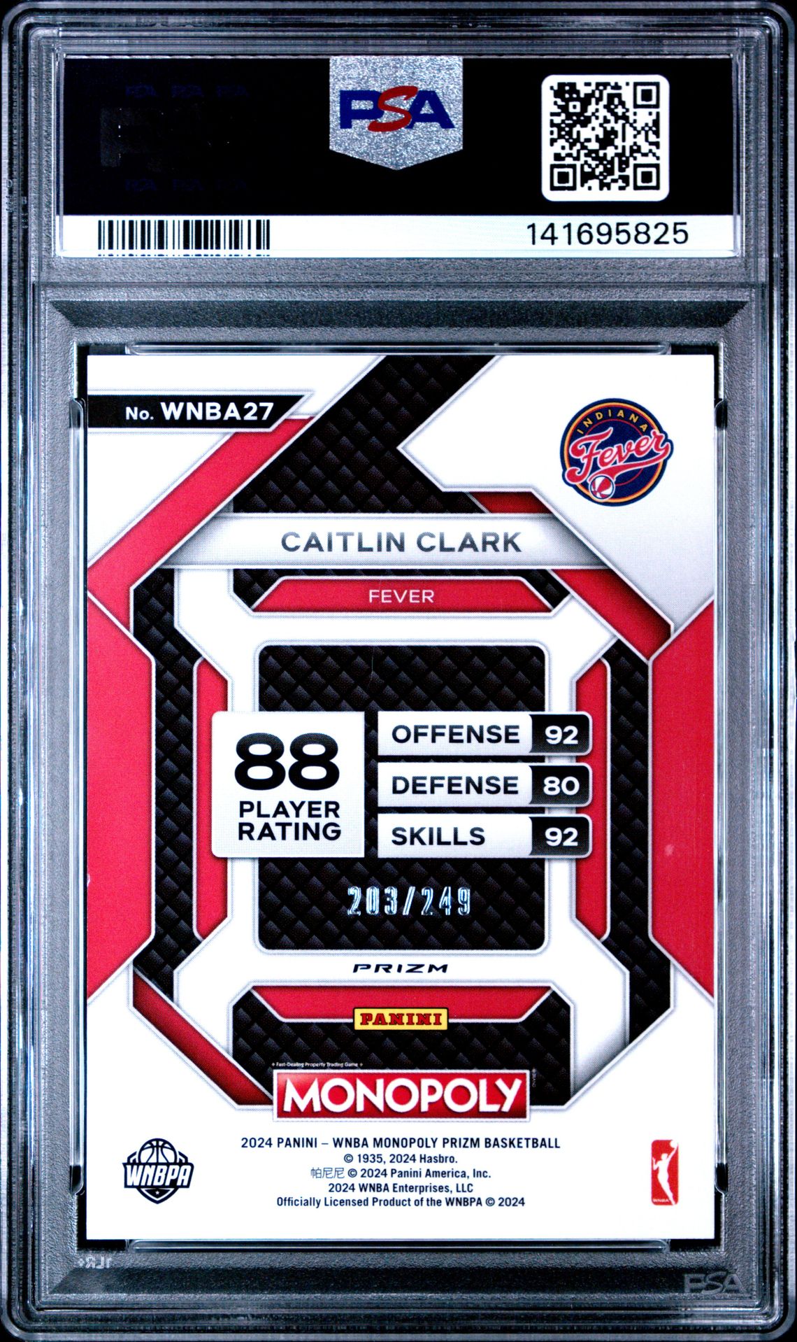 2024 Panini Prizm Monopoly Wnba Insert Caitlin Clark #27 (Insert-Brown Prizm) Gem Mt 10 back