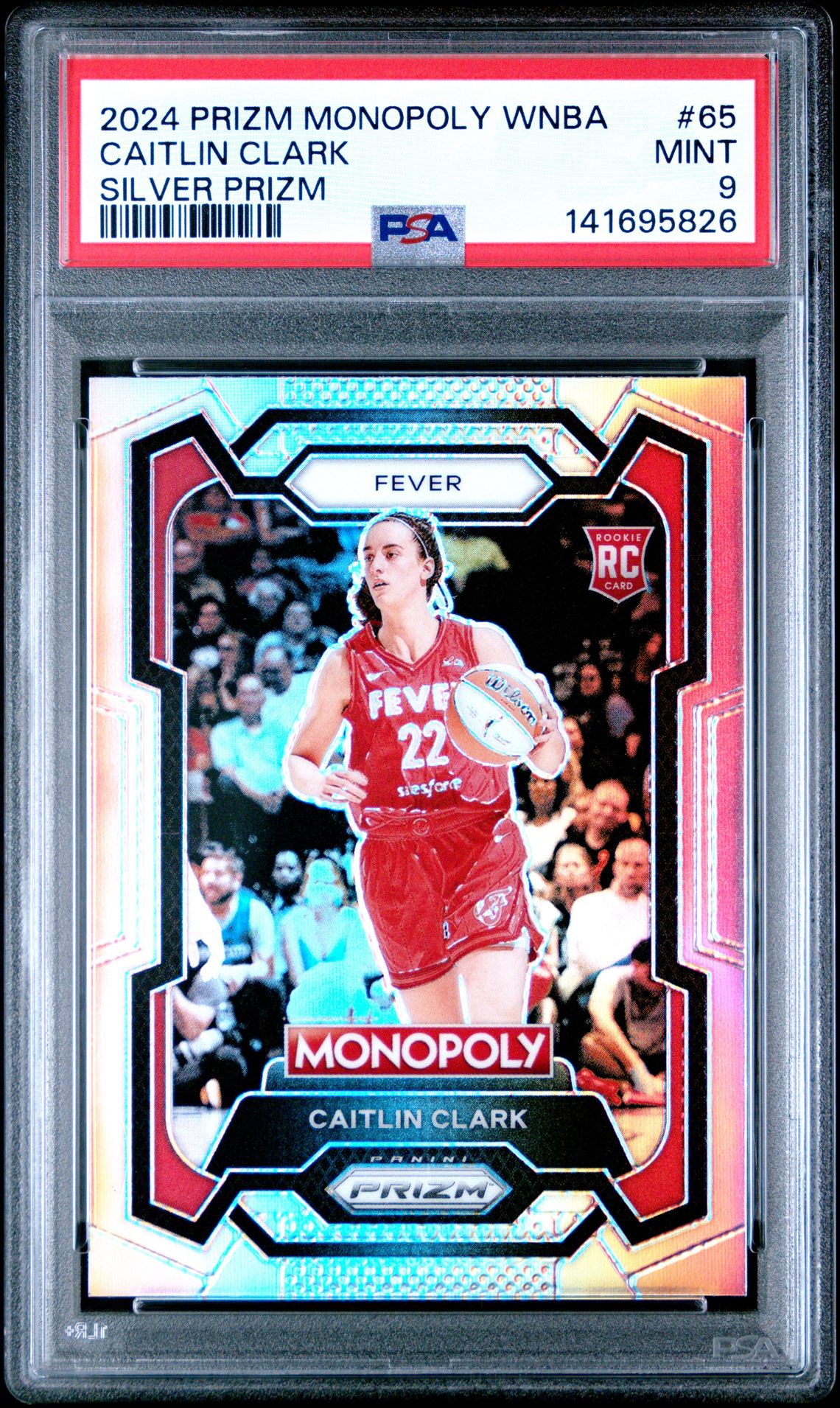 2024 Panini Prizm Monopoly Wnba Caitlin Clark #65 (Silver Prizm) Mint 9 front