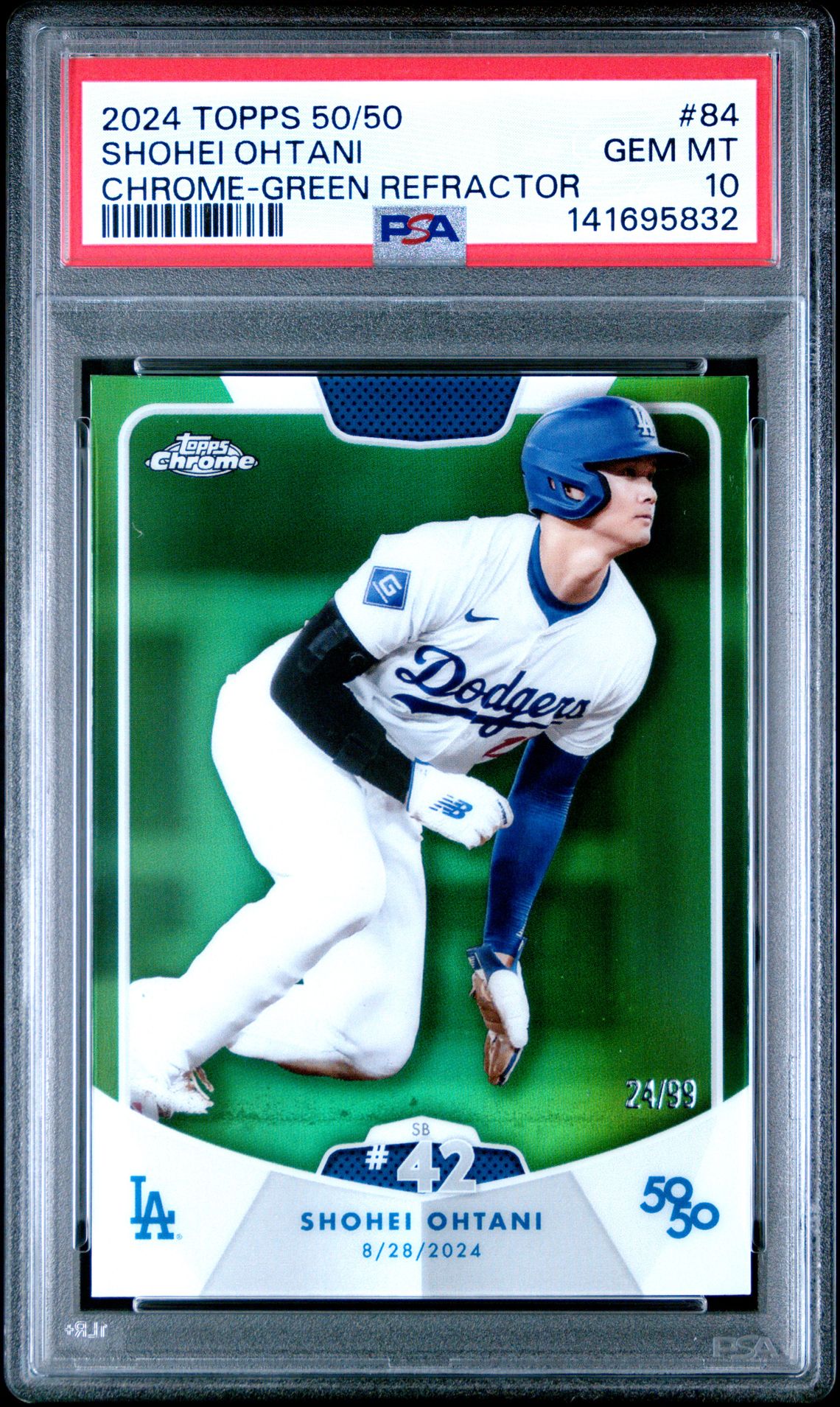 2024 Topps 50/50 Shohei Ohtani Shohei Ohtani #84 (Chrome-Green Refractor) Gem Mt 10 front