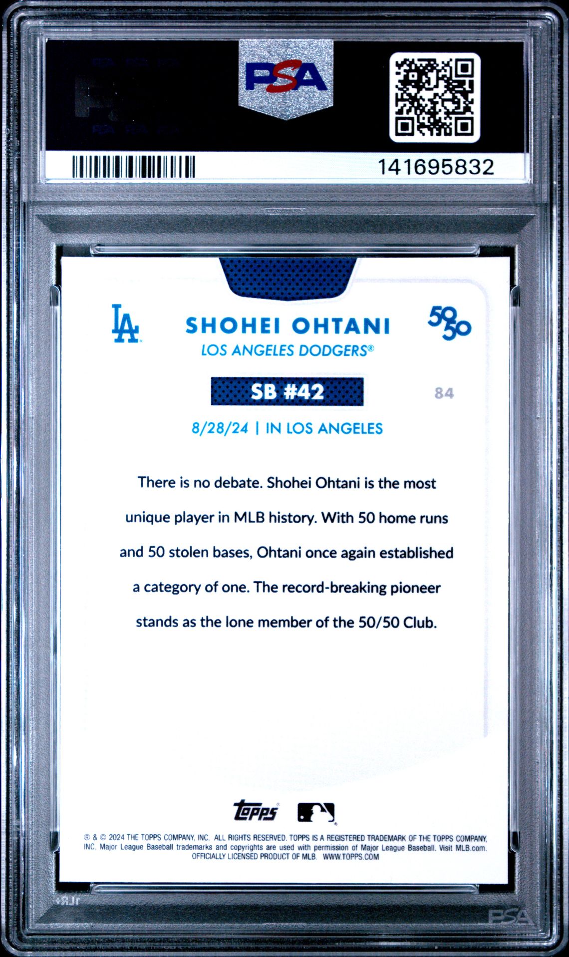 2024 Topps 50/50 Shohei Ohtani Shohei Ohtani #84 (Chrome-Green Refractor) Gem Mt 10 back