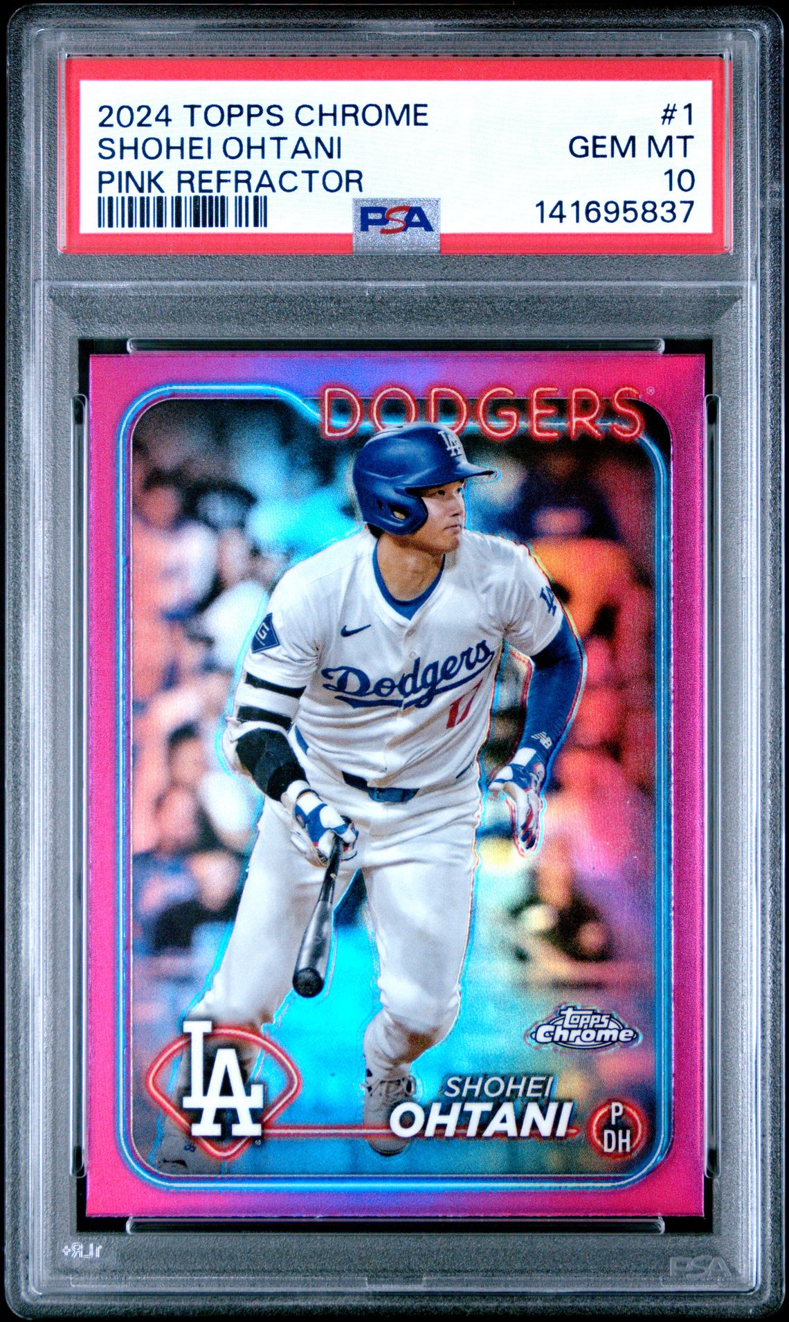 2024 Topps Chrome Shohei Ohtani #1 (Pink Refractor) Gem Mt 10 front