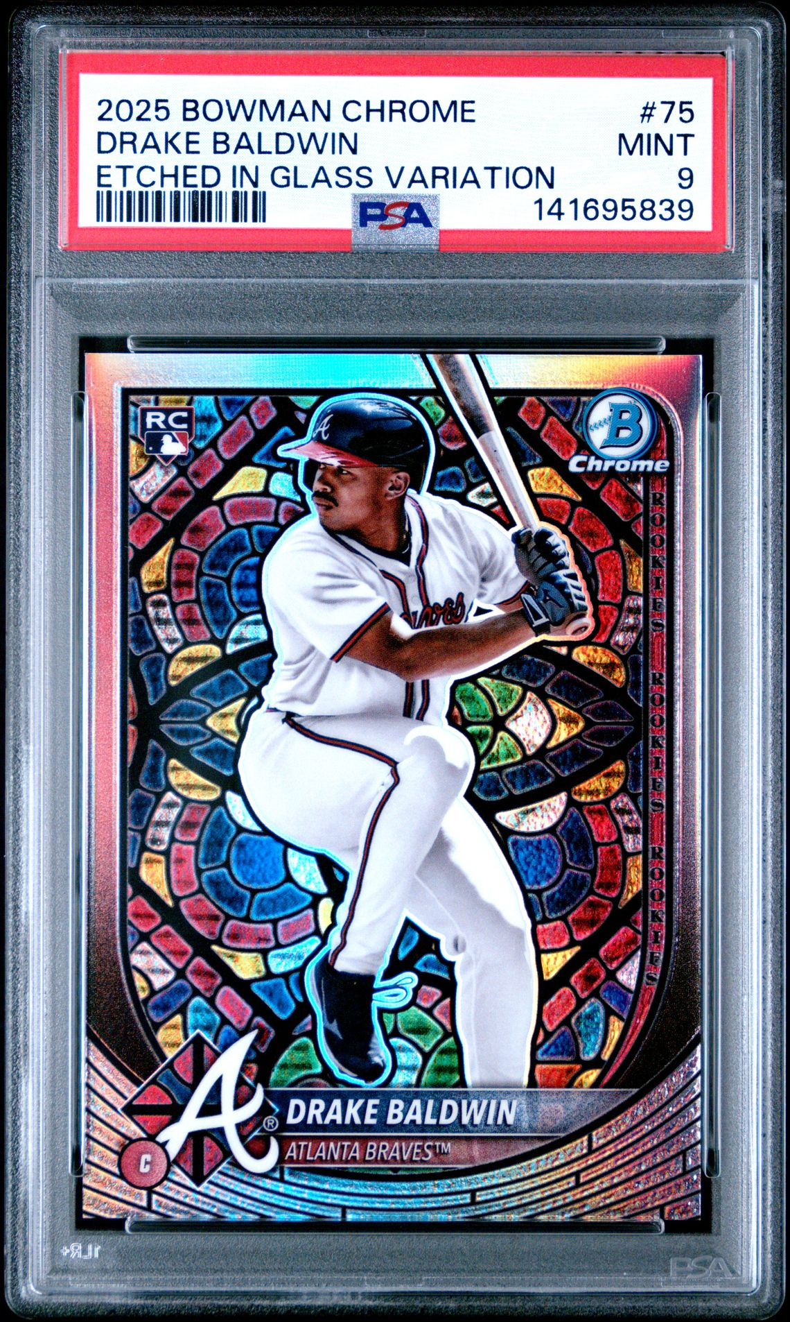 2025 Bowman Chrome Drake Baldwin #75 (Etched In Glass Variation) Mint 9 front