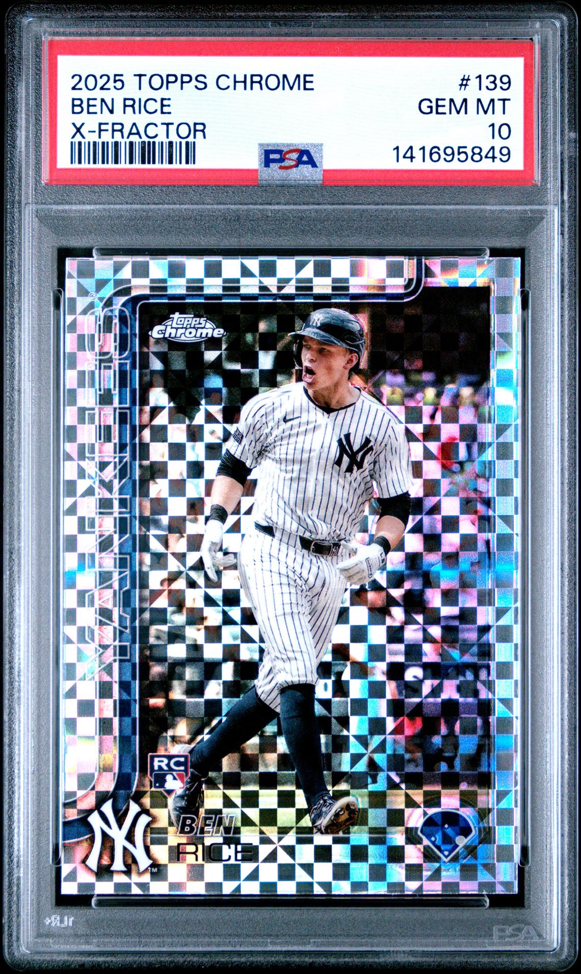 2025 Topps Chrome Ben Rice #139 (X-Fractor) Gem Mt 10 front