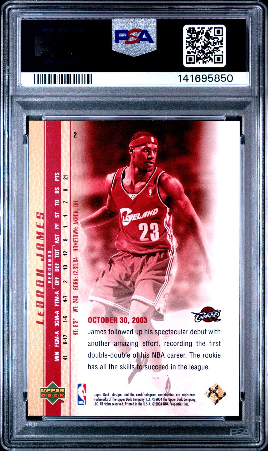 2003 Upper Deck Lebron James Phenomenal Beginnings Lebron James #2 (Phenomenal Beginning-Gold) Gem Mt 10 back