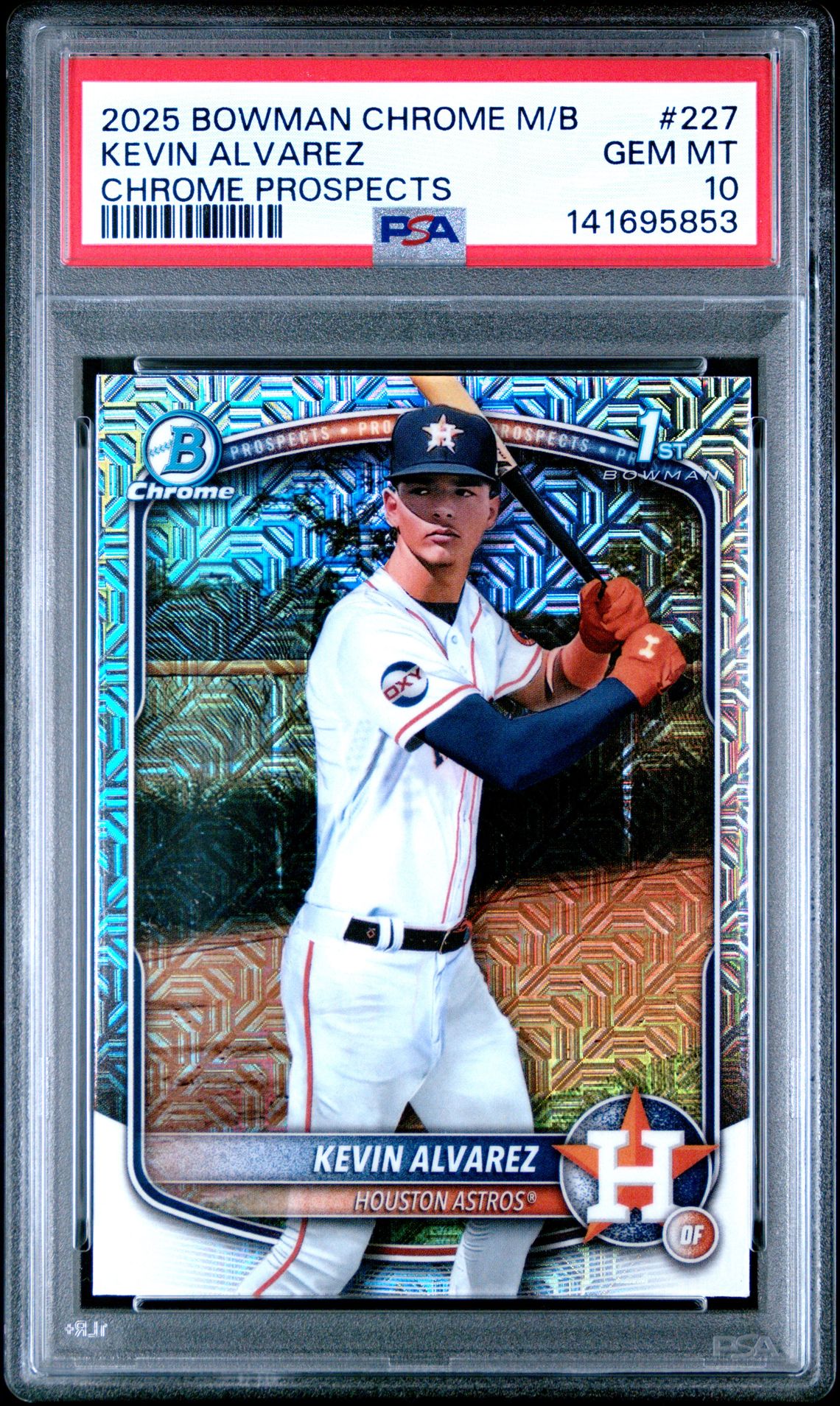 2025 Bowman Chrome Mega Box Chrome Prospects Kevin Alvarez #227 Gem Mt 10 front