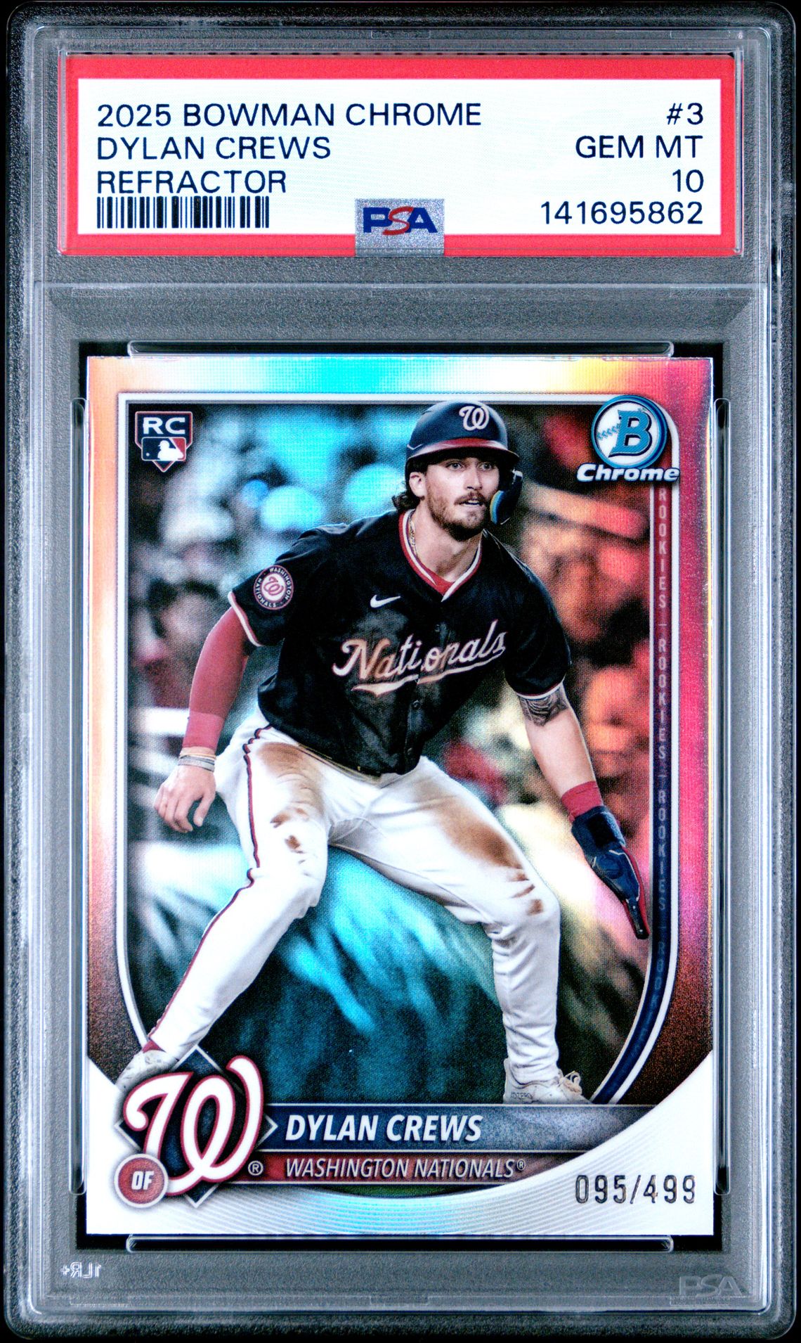 2025 Bowman Chrome Dylan Crews #3 (Refractor) Gem Mt 10 front