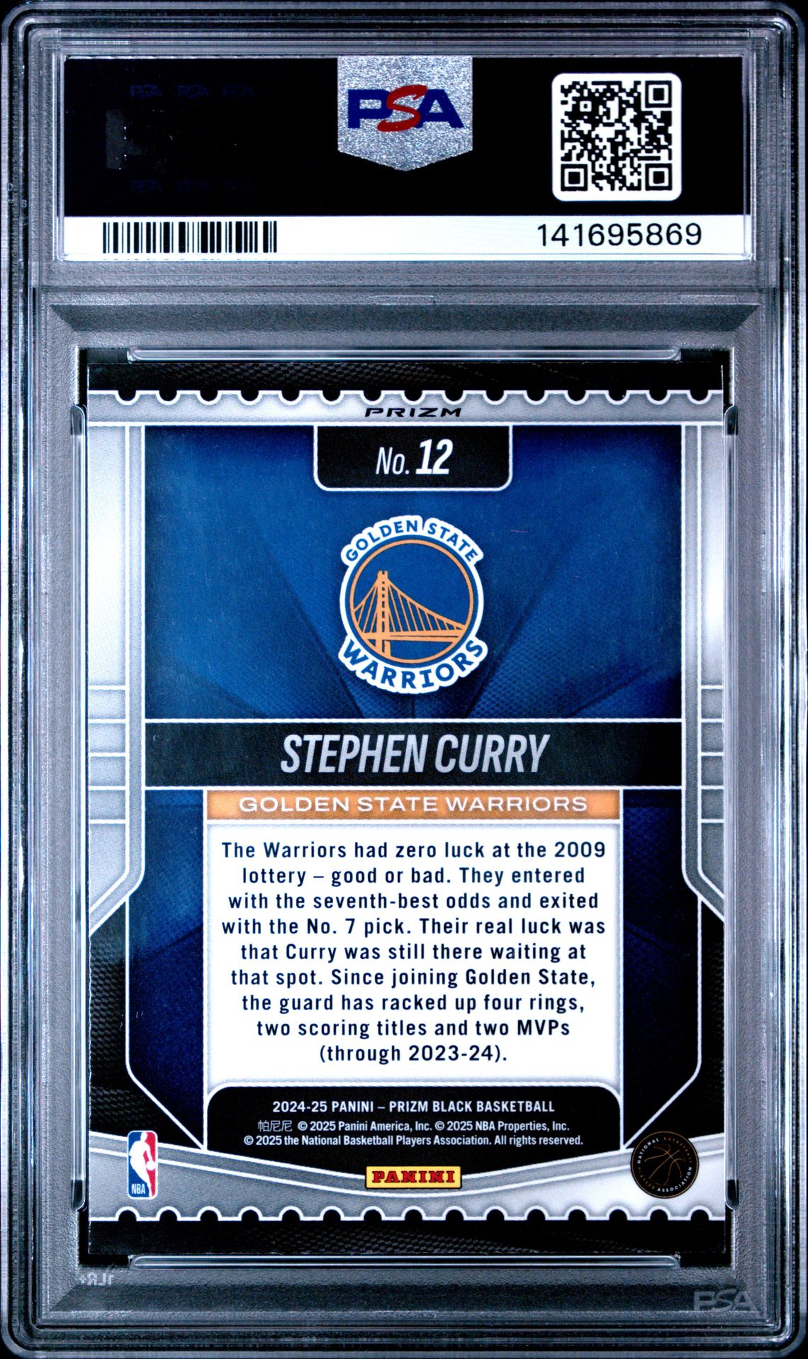 2024 Panini Prizm Black Luck Of The Lottery Stephen Curry #12 (Luck/Lottery-Silver Prizm) Mint 9 back