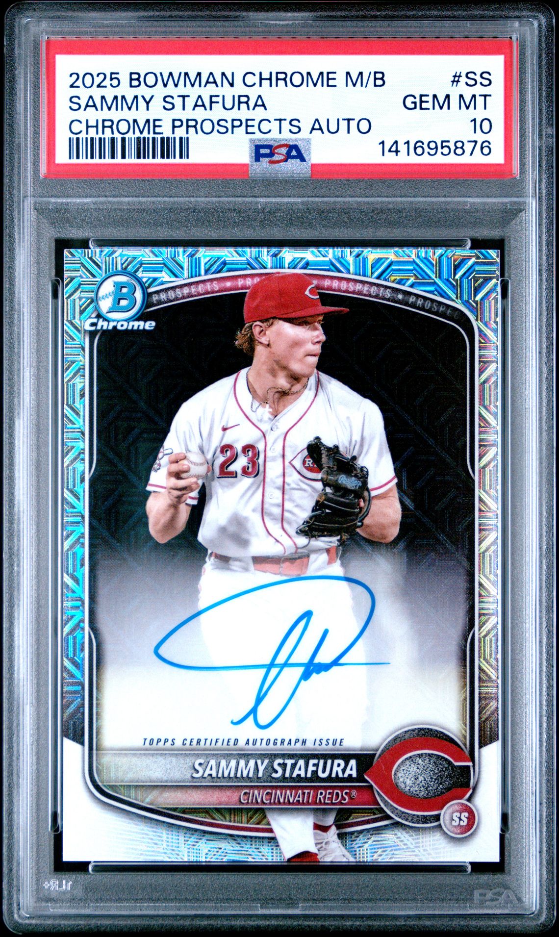 2025 Bowman Chrome Mega Box Chrome Prospects Autographs Sammy Stafura #Ss Gem Mt 10 front