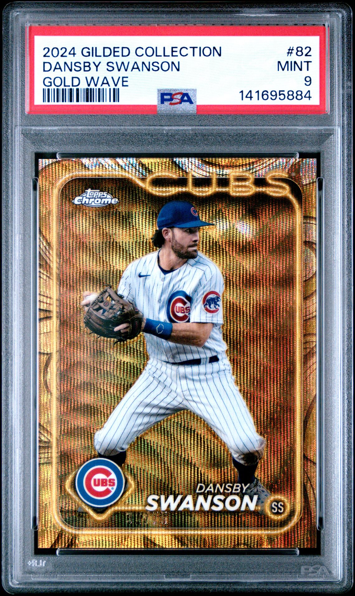 2024 Topps Gilded Collection Dansby Swanson #82 (Gold Wave) Mint 9 front