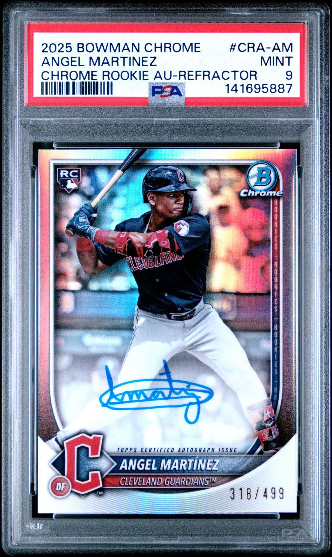 2025 Bowman Chrome Chrome Rookie Autographs Angel Martinez #Cra-Am (Chrome Rookie Au-Refractor) Mint 9 front