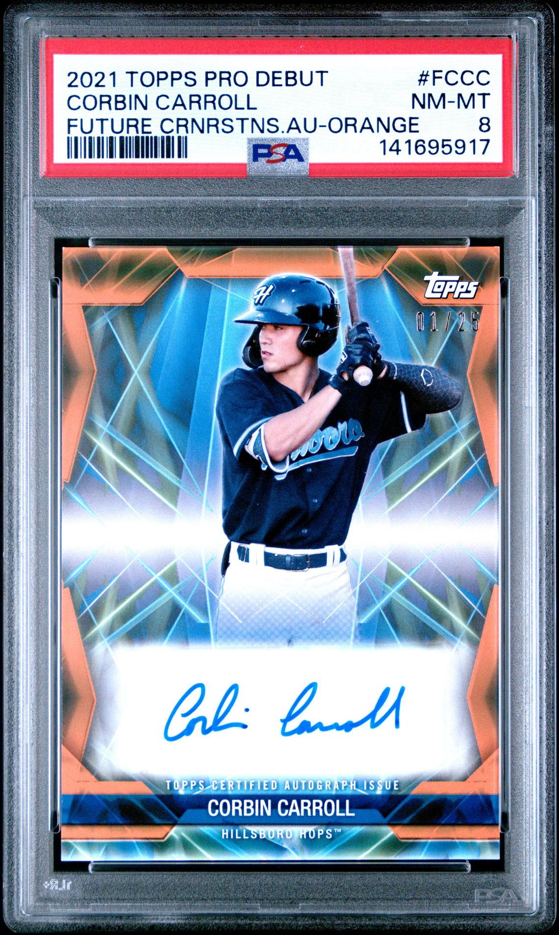 2021 Topps Pro Debut Future Cornerstones Autographs Corbin Carroll #Fccc (Future Crnrstns.au-Orange) Nm-Mt 8 front