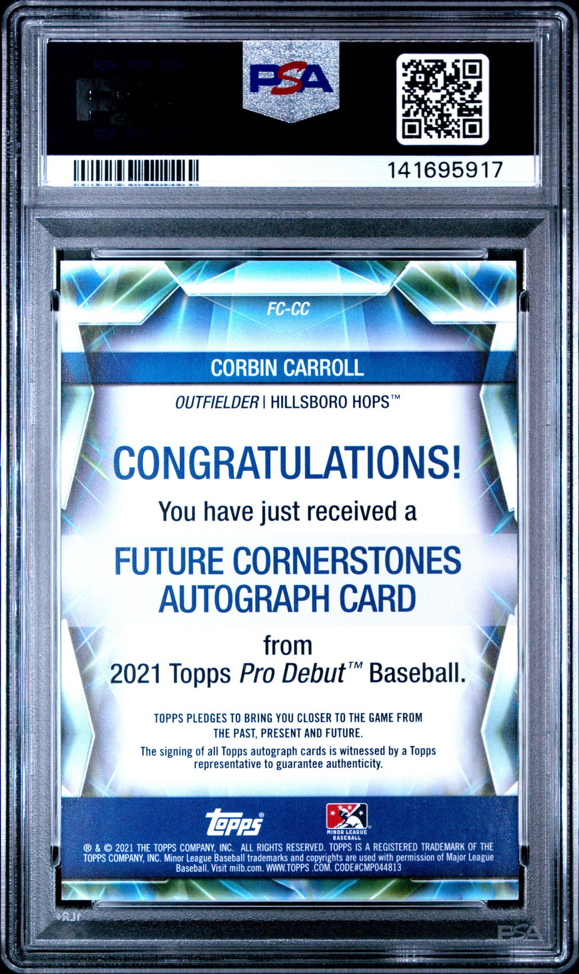 2021 Topps Pro Debut Future Cornerstones Autographs Corbin Carroll #Fccc (Future Crnrstns.au-Orange) Nm-Mt 8 back