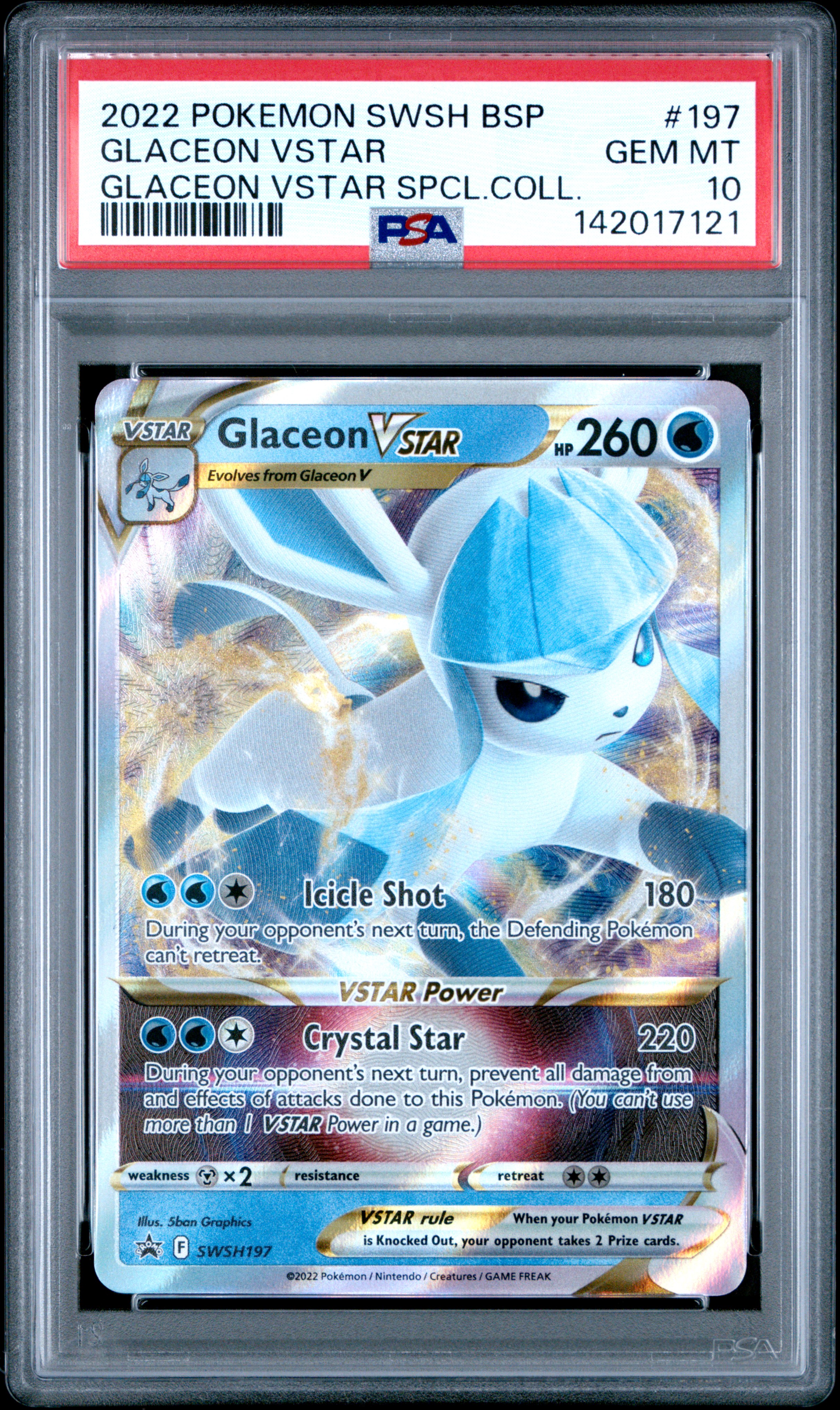 2022 #197 Glaceon Vstar PSA 10 Swsh Black Star Promo Pokemon