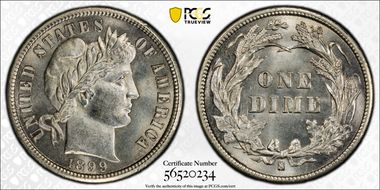 1899-S 10C MS64