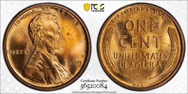 1909 VDB 1C MS66+ RD