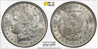 1891-CC $1 VAM 3, Spitting Eagle MS62